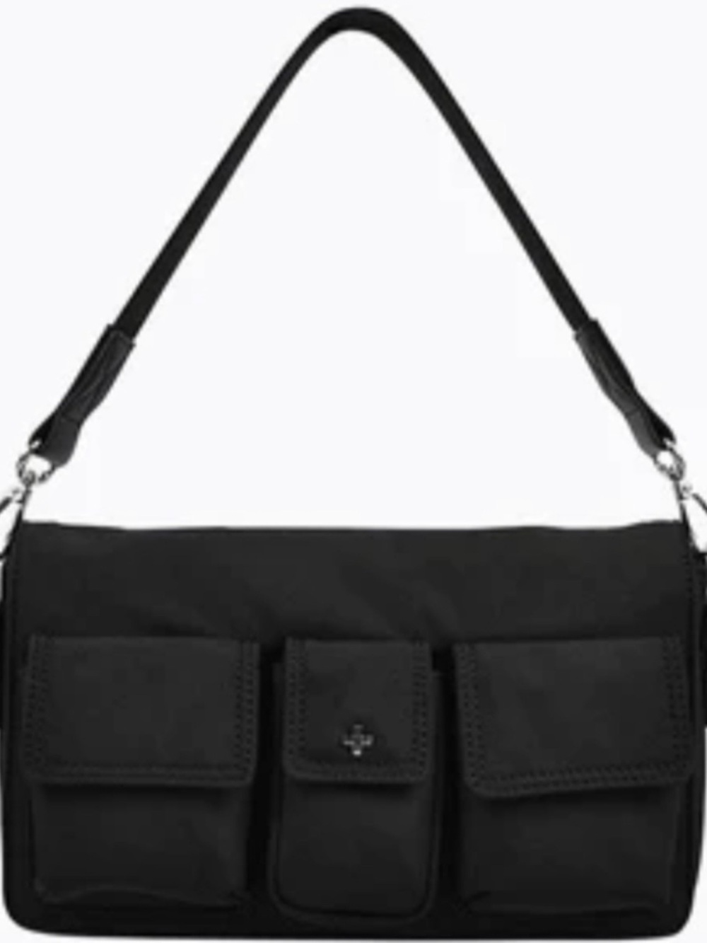 Peta + Jain Black Shoulder Crossbody Bag with Triple Front Pockets